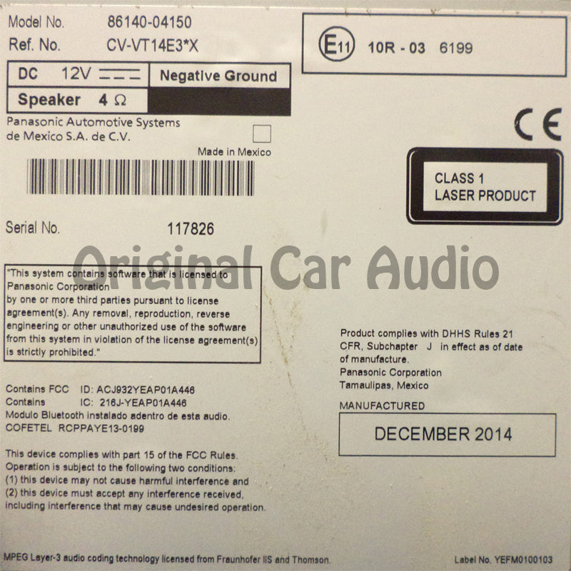 2014 - 2019 Toyota Tacoma OEM Factory AM FM Radio MP3 Bluetooth CD Player Receiver with Bezel