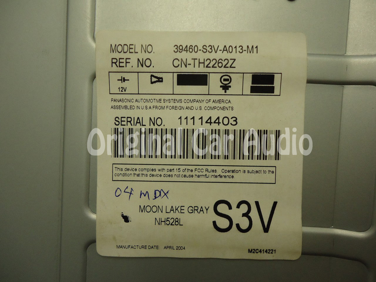2003 2004 ACURA MDX DVD Player LCD Display Screen Rear Entertainment System Moon Lake Gray 39460-S3V-A013-M1, 39460-S3V-A013, 39460S3VA013M1, 39460S3VA013