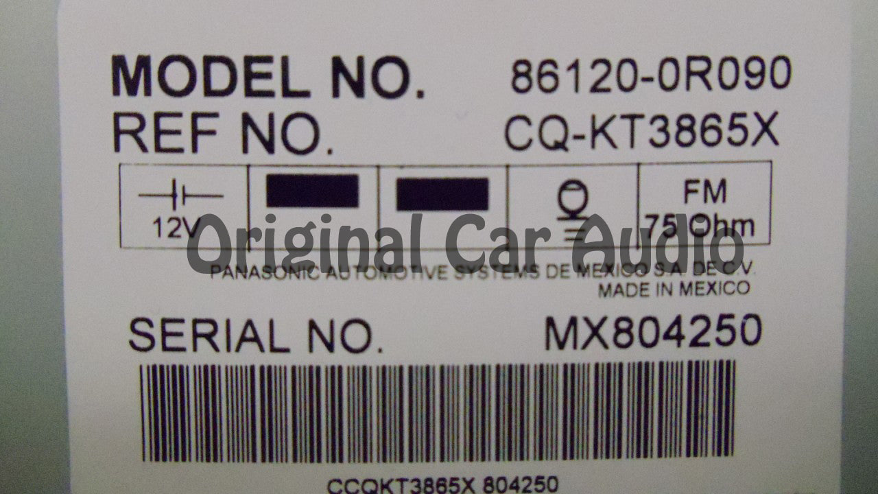 Toyota Rav4 XM Radio MP3 and 6 Disc CD Changer 86120-0R110 2005-2009