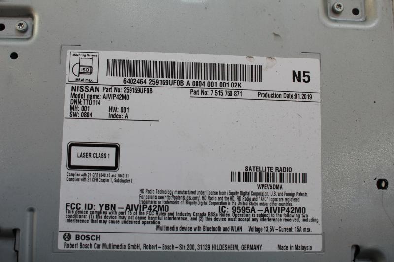2018 - 2020 Nissan Murano OEM Touch Screen Multi Media Radio Receiver