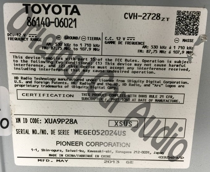 2013 Toyota Camry Touch Screen Radio CD Disc Player P10470
