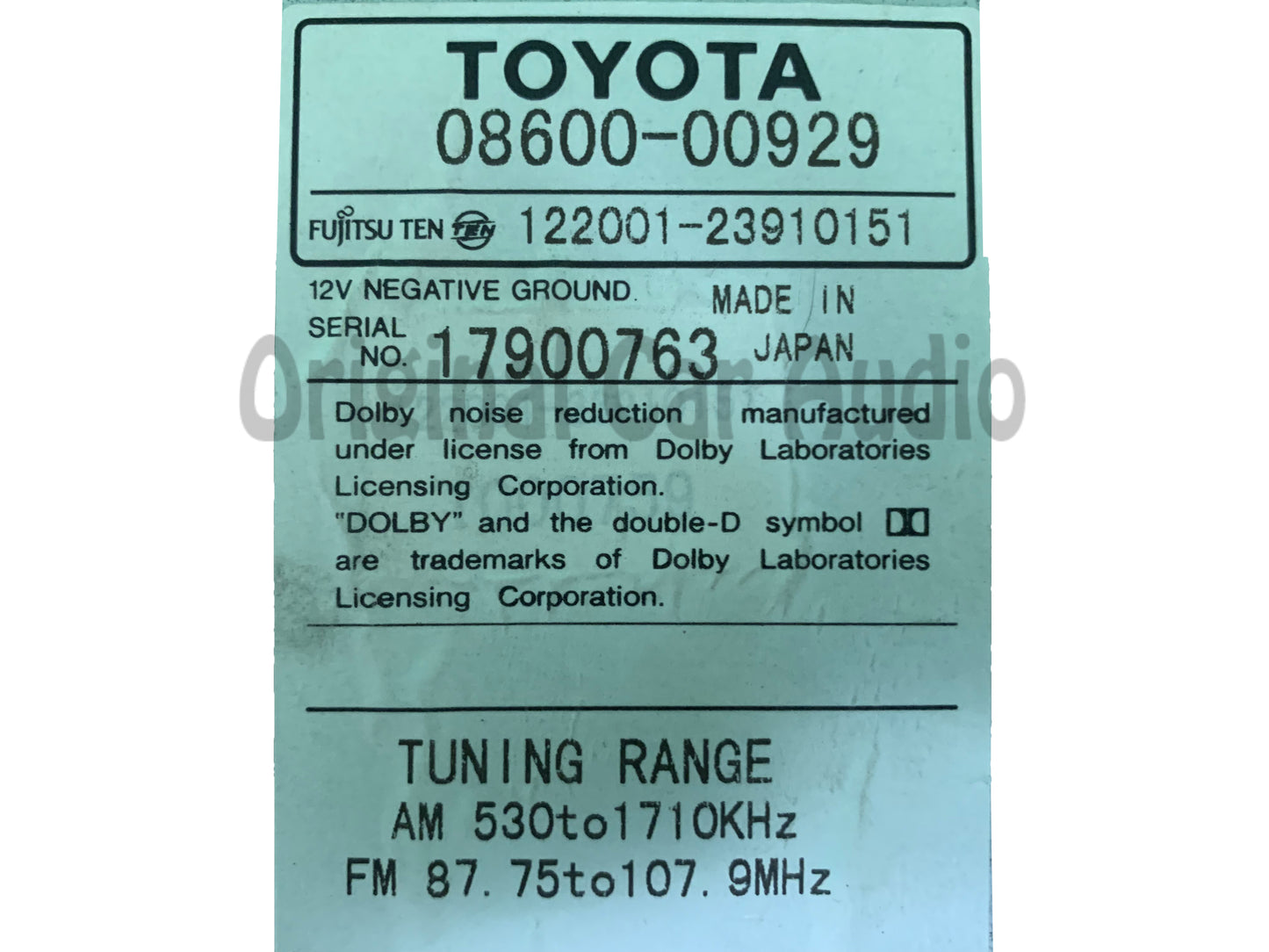1990 - 2004 Toyota OEM Standard Sound AM FM CD Radio Receiver 31803