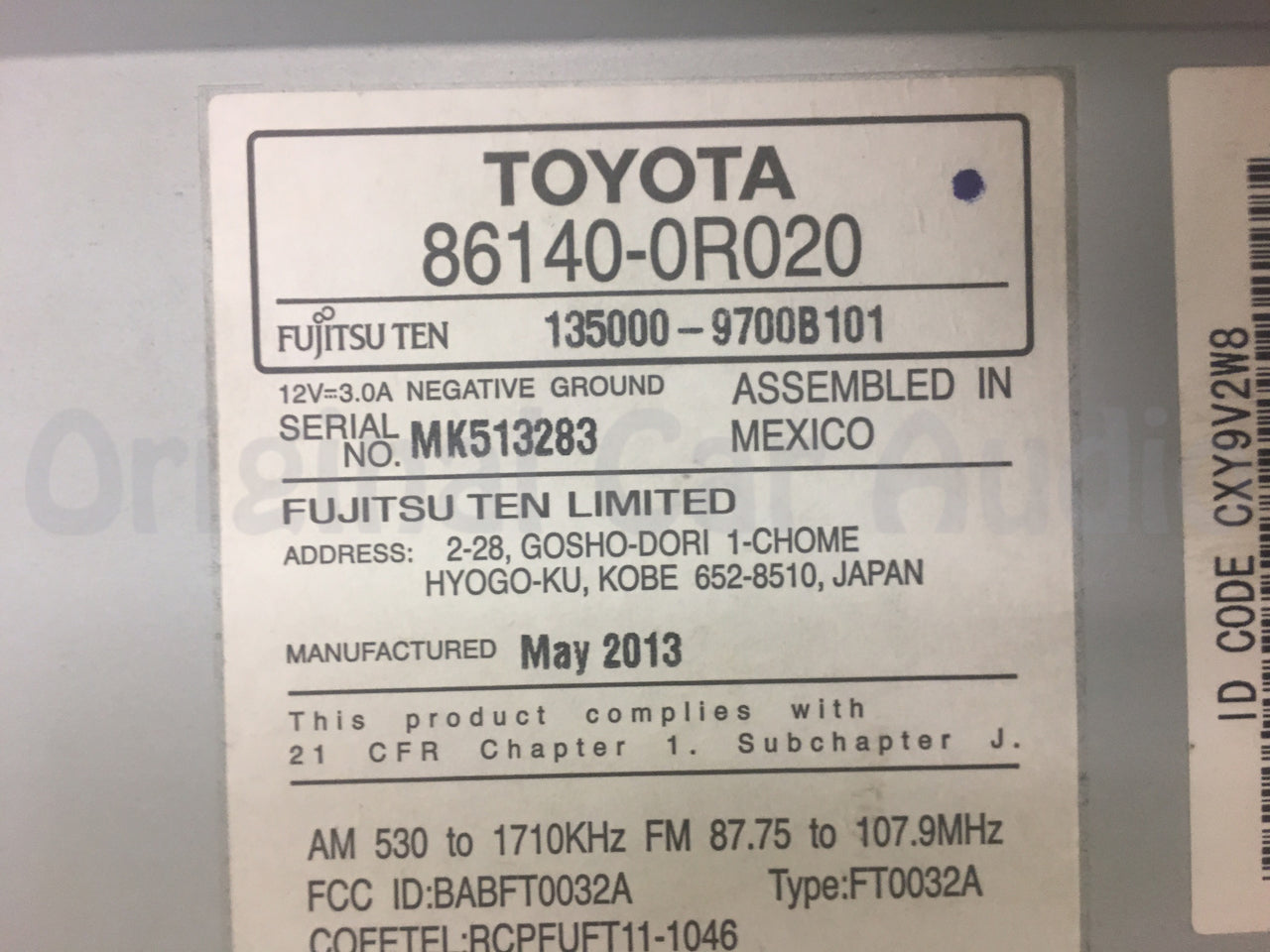 2013 2014 2015 Toyota Rav4 OEM AM FM Entune Touch Screen Bluetooth Unit 100072 Broken Tab