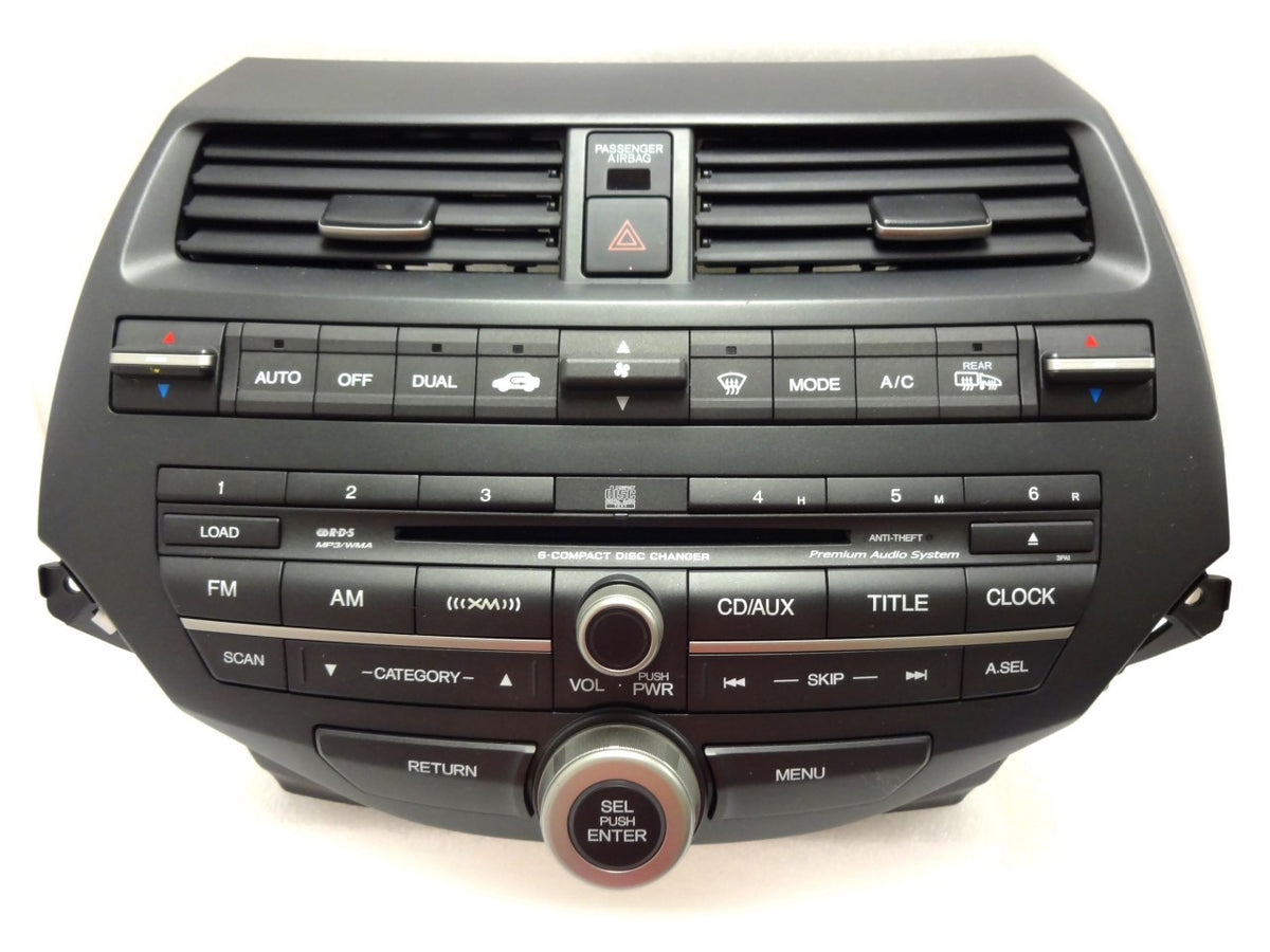 2008 2009 2010 2011 2012 Honda ACCORD Radio AUX XM MP3 6 Disc CD Changer w/Trim & AC 3PAE
