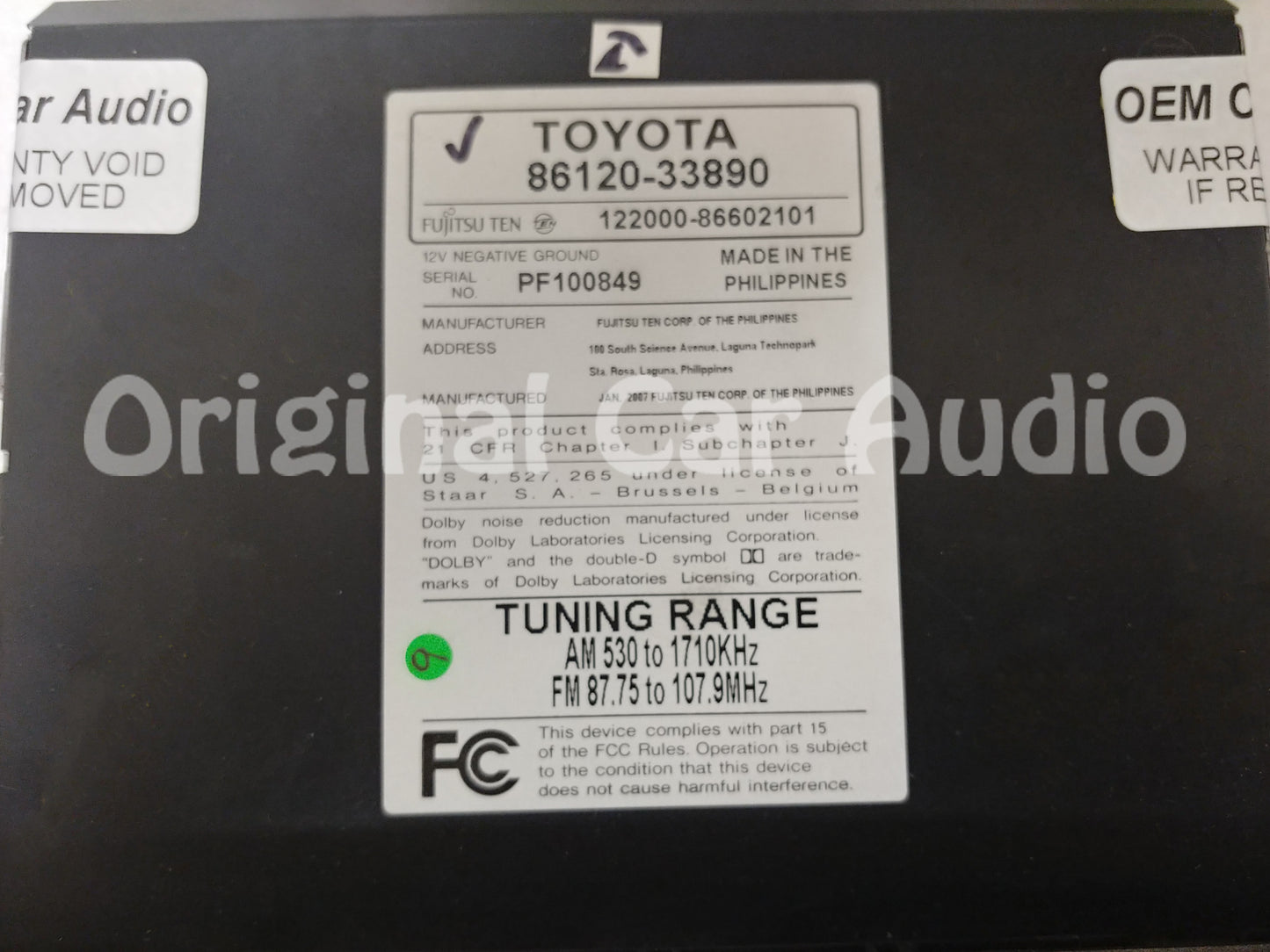 Toyota Camry Radio CD Player 11815 2007 2008 2009