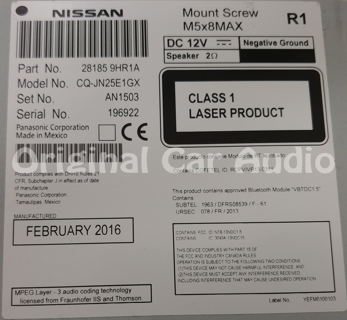 2015 2018 Nissan ALTIMA OEM NissanConnect AM FM Radio CD Player