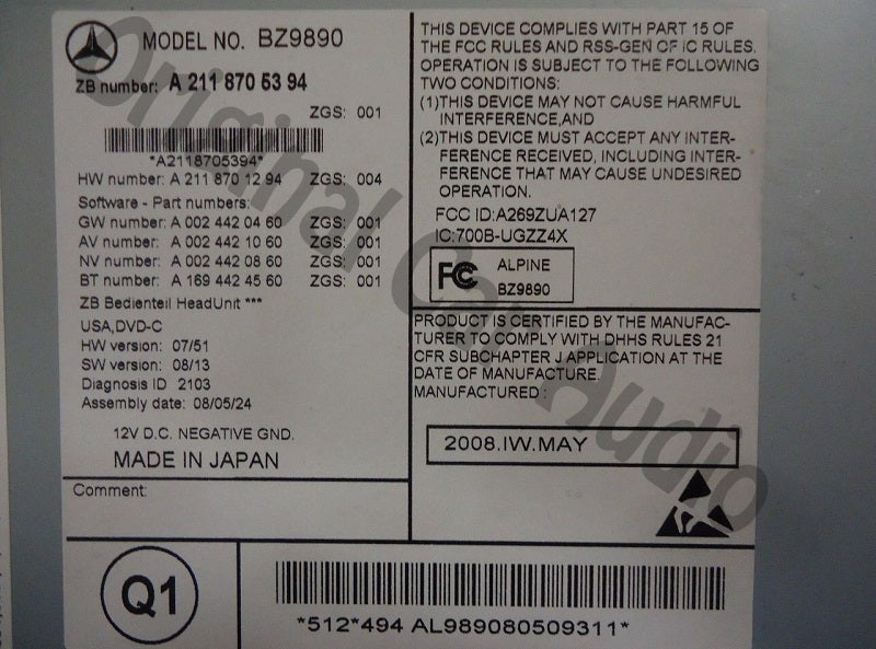 2009 CLS Class E Class MERCEDES-BENZ Factory OEM NAVIGATION DVD CD Player Receiver