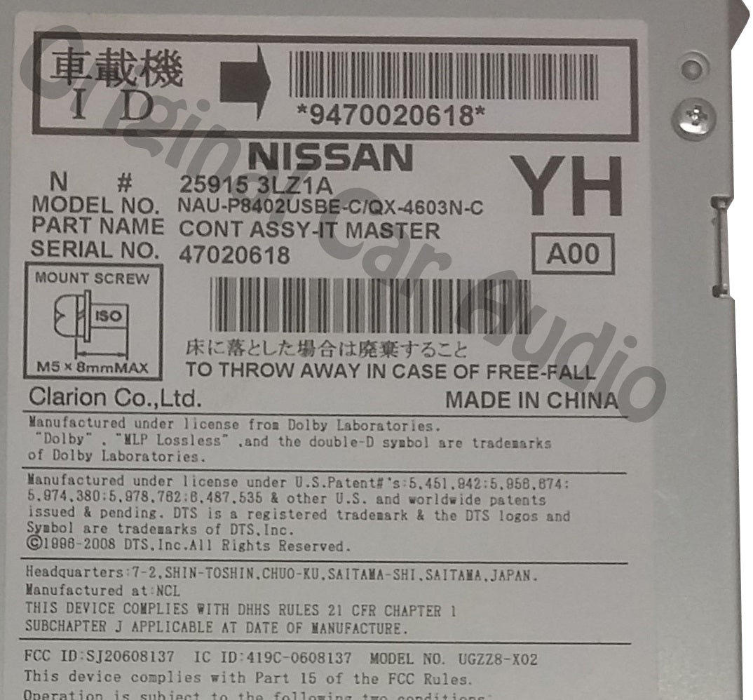 2012 - 2016 Infiniti G37 Q60 QX56 OEM Bose Stereo XM USB Radio CD Player Navigation Receiver