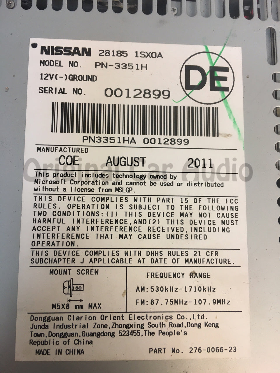 2011 - 2014 Nissan Murano OEM AM FM Radio CD Player Receiver