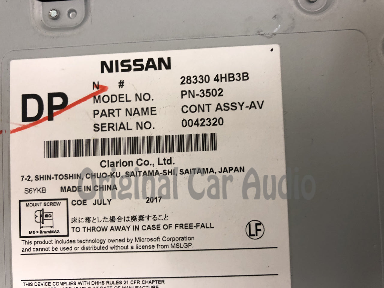 2015 - 2017 Infiniti Q50 Q60 QX30 OEM Single CD AM FM Radio Receiver