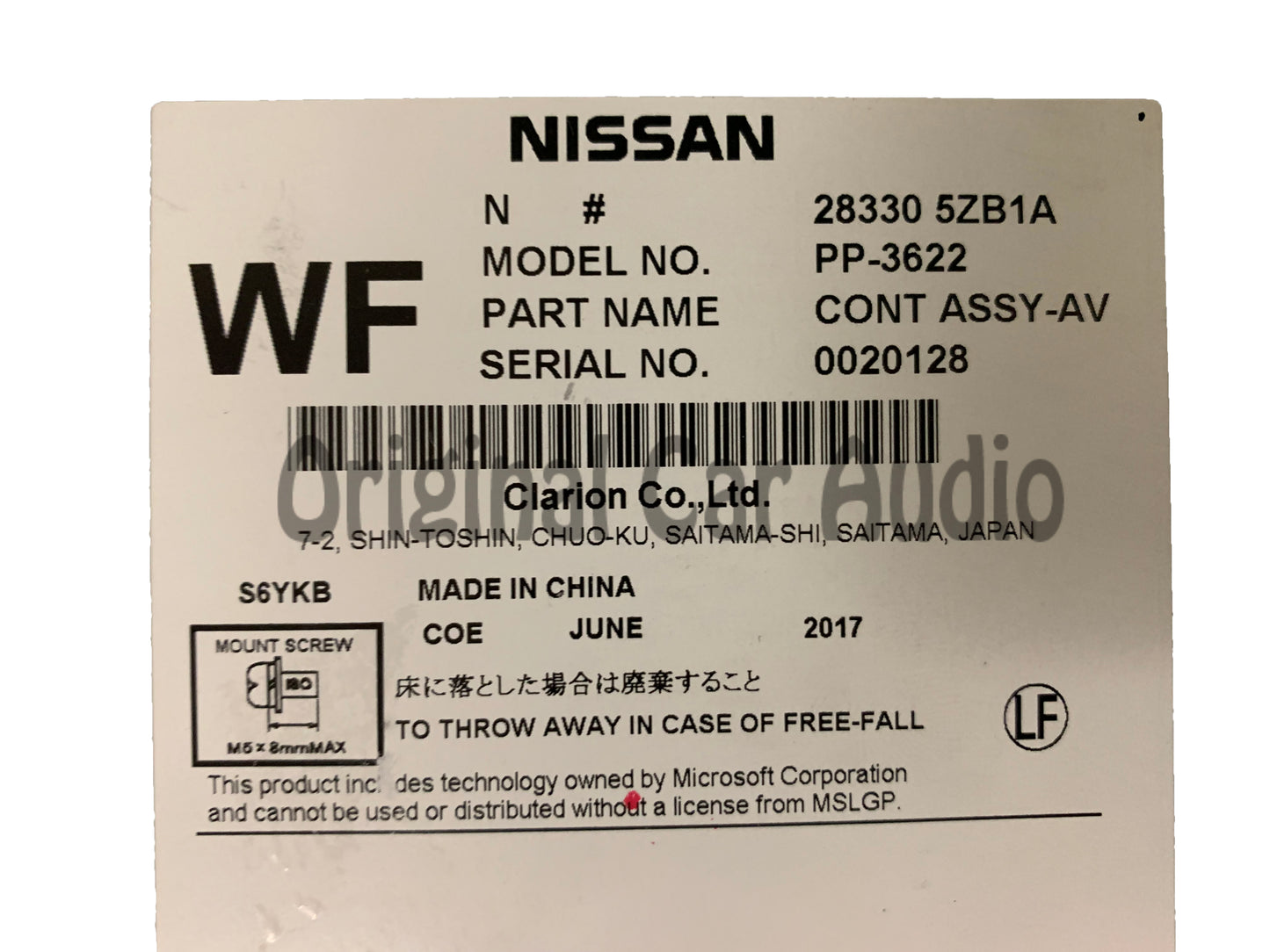 2017 - 2021 Nissan Armada Infiniti QX56 QX80 OEM Single CD AM FM Radio Receiver RSE