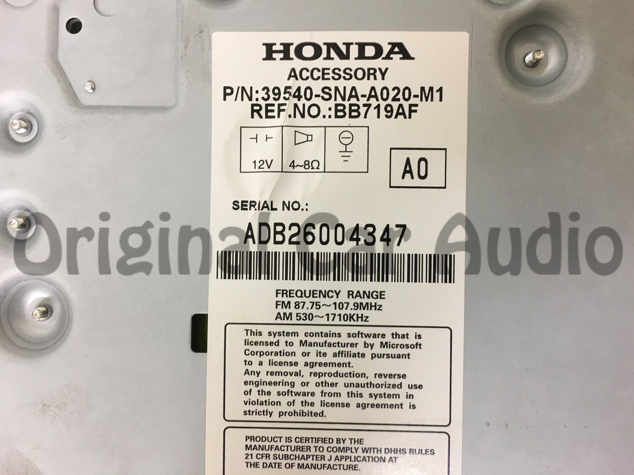 2010 - 2011 Honda Civic OEM Sat Navigation GPS Touch Screen Radio 2ACC