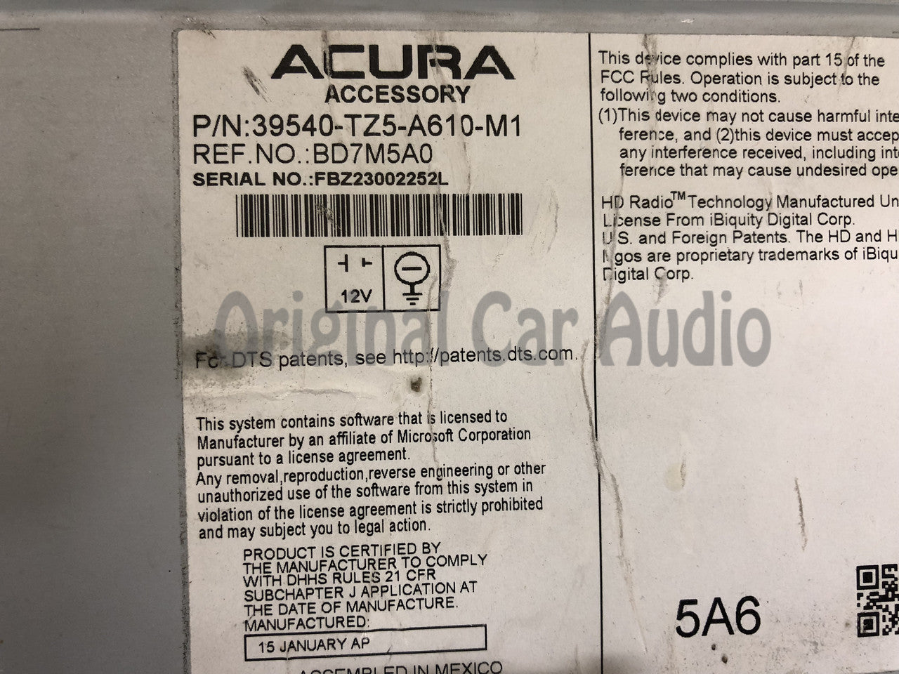 Refurbished 2014 - 2016 Acura MDX OEM Touch Screen Navigation Radio Receiver