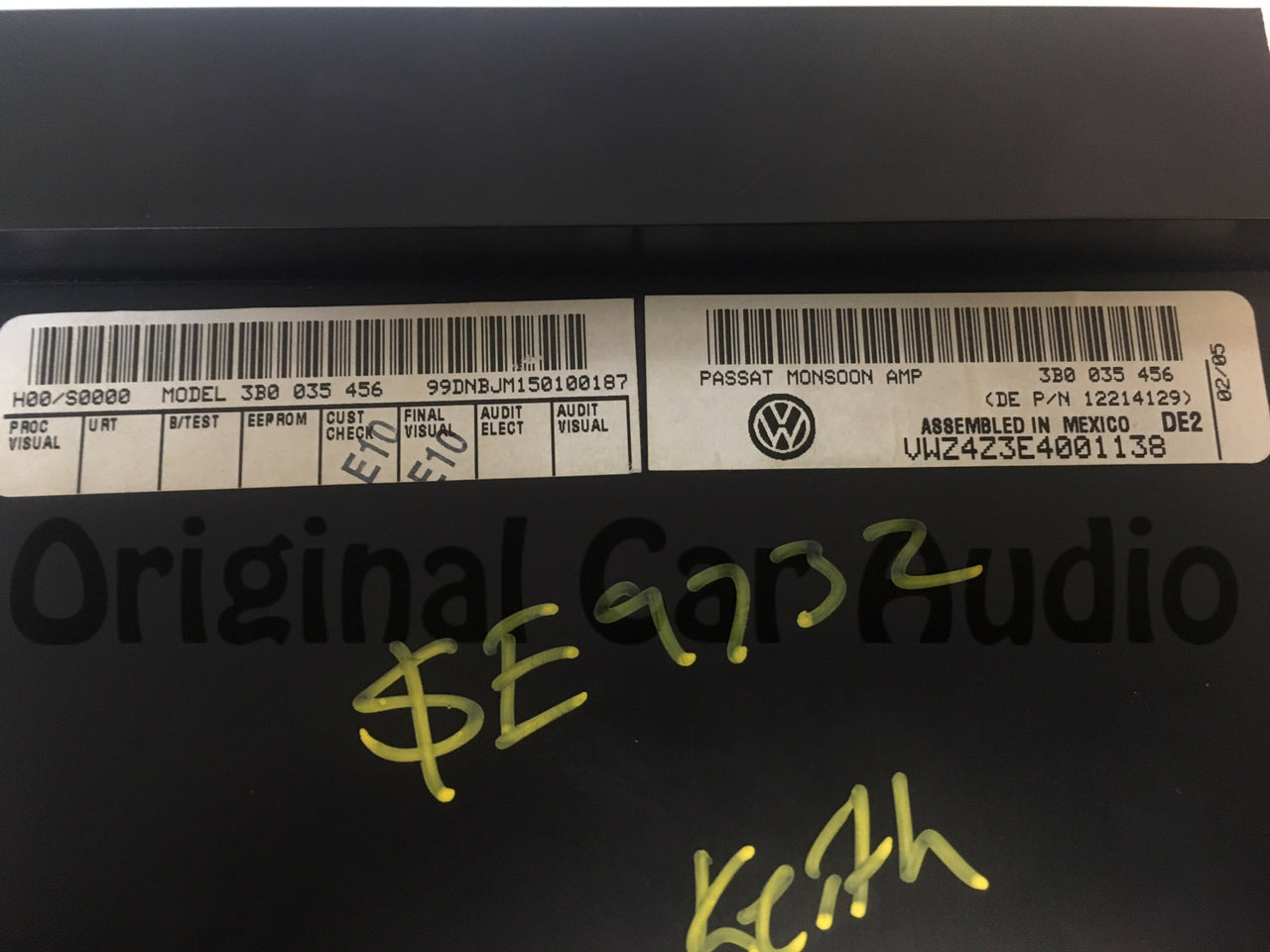 2003 - 2005 Volkswagen VW Passat B5 Monsoon Amp Amplifier 3B0 035 456