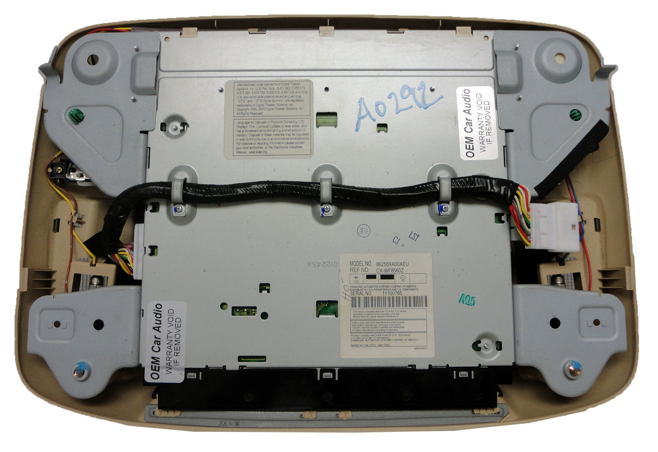 SUBARU Tribeca DVD Player Rear Entertainment System LCD Display Screen Monitor BEIGE 86255XA00AEU 86255XA00BEU 2006 2007 2008 2009 2010 2011 OEM With Lights