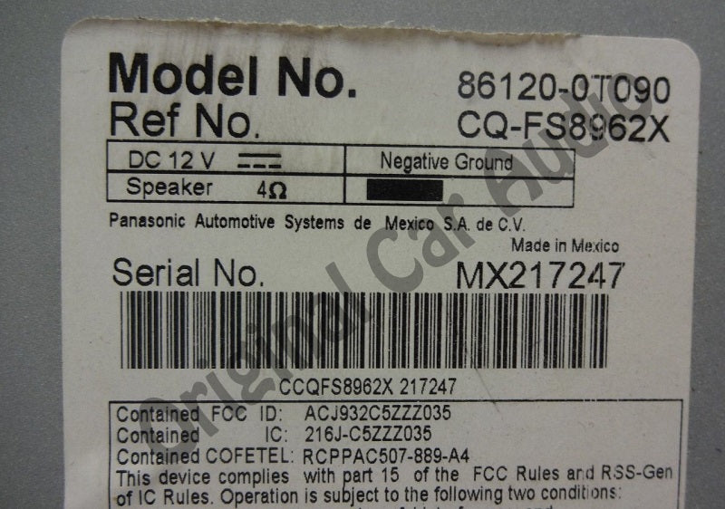 Toyota Venza bluetooth radio MP3 CD player A518AC OEM