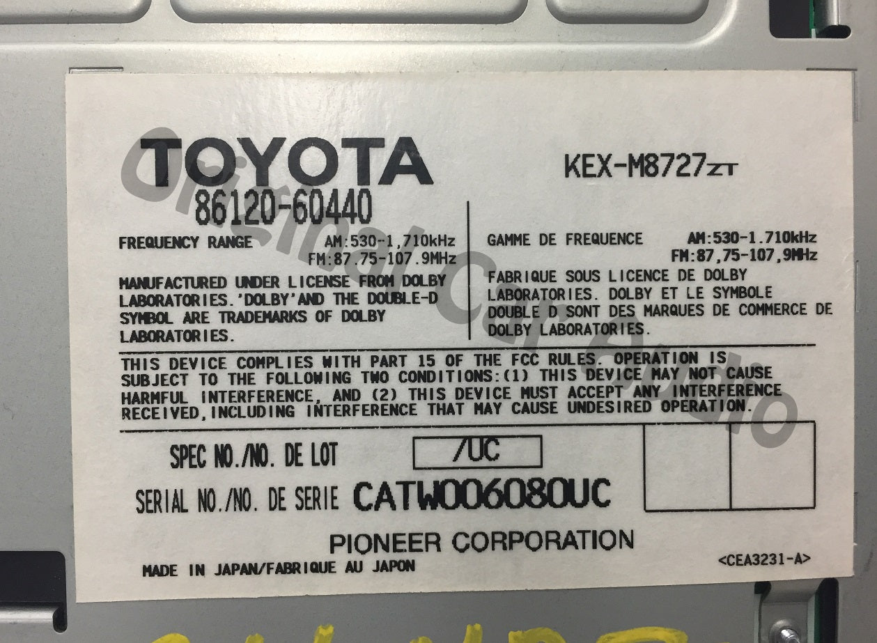 2003 - 2005 Lexus GX470 Radio Tape Cassette Mark Levinson P1731 RDS