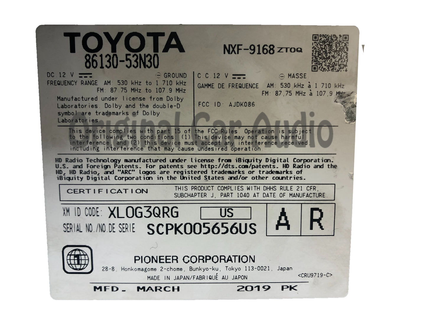 2018 - 2020 Lexus IS200T IS350 OEM Gracenote Navigation AM FM Single CD Multi Media HD Radio Receiver