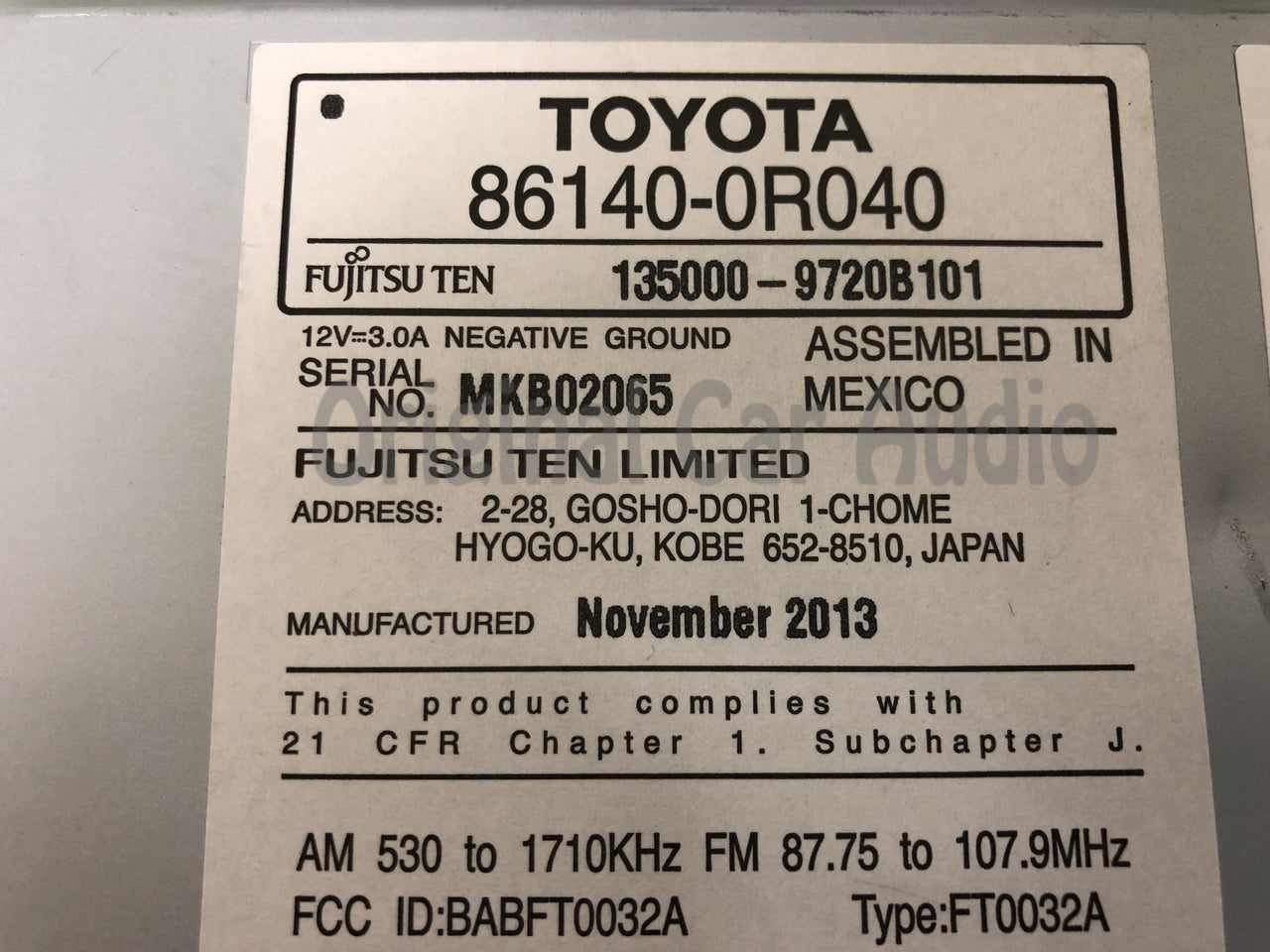 2013 - 2015 Toyota Rav4 JBL OEM AM FM Bluetooth Radio Media Receiver 100074 WITH EXTENSION BOX