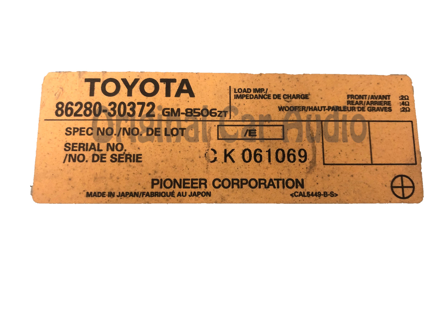 2000 - 2005 Lexus GS300 GS400 GS430 OEM Pioneer Premium Sound Stereo Radio Amp Amplifier