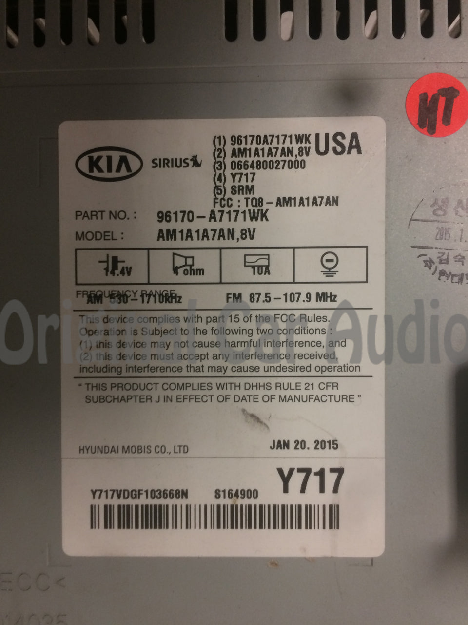 2014 - 2016 Kia Forte OEM Single CD AM FM SAT Bluetooth Radio Receiver