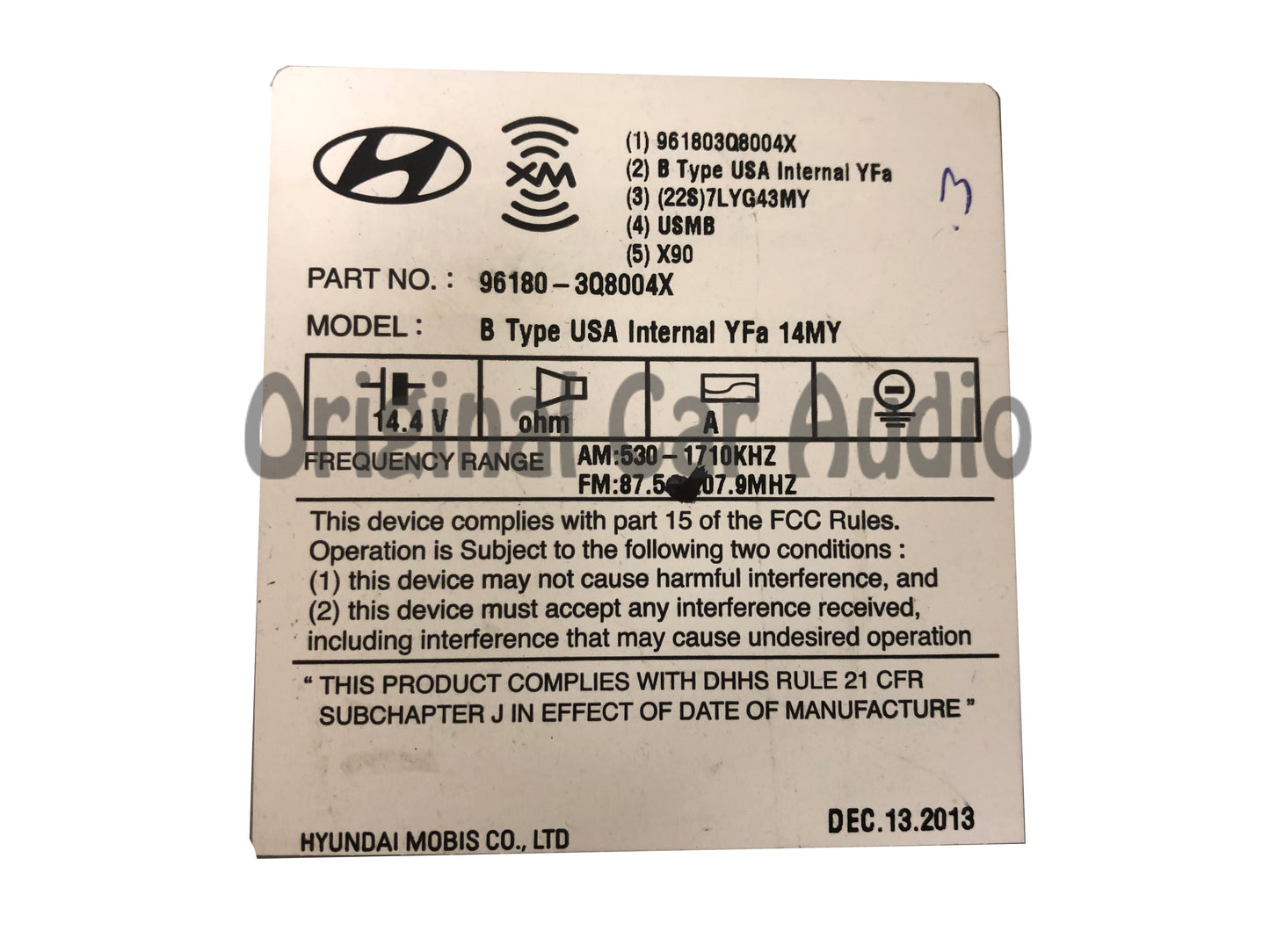 2014 - 2015 Hyundai Sonata OEM Single CD Bluetooth Sat Radio Multi Media Receiver