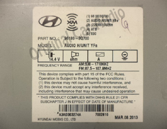 2013 - 2014 Hyundai Sonata OEM AM FM MP3 CD Player Satellite Radio Stereo Receiver