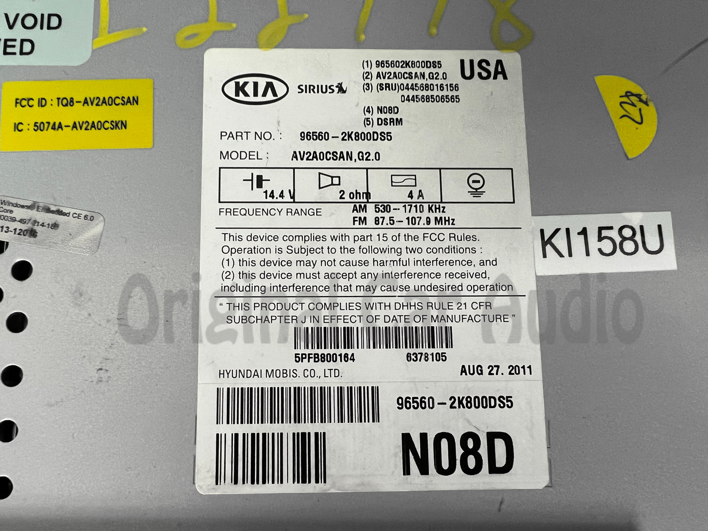 Refurbished 2011 - 2013 Kia Soul OEM Factory Head Unit Display Screen