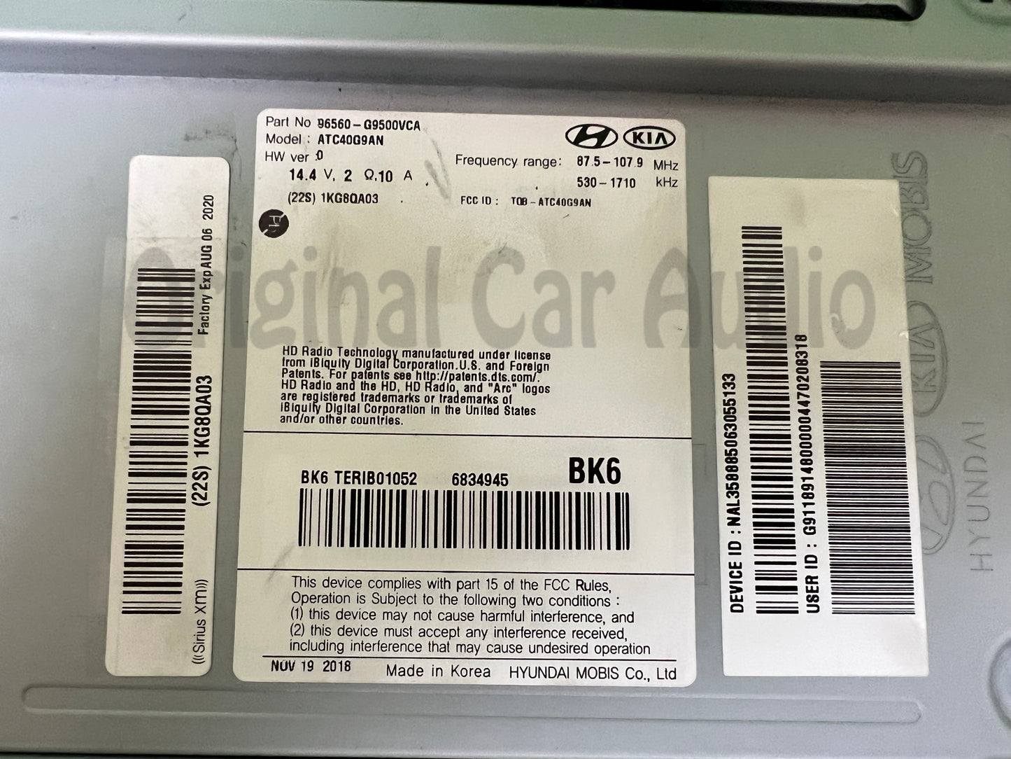 2019 - 2021 Hyundai Genesis G70 OEM Multi Media Navigation Car Play Bluetooth Radio Receiver
