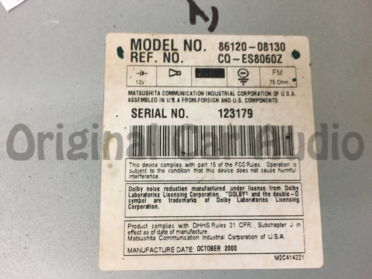 Toyota Tundra T JBL Radio Tape and 6 Disc CD Changer 86120-08130 2000-2003