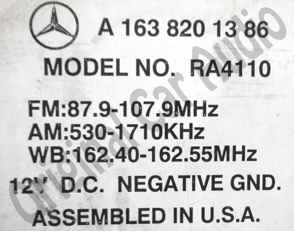 2000 - 2005 Mercedes-Benz ML Class Navigation Display Screen AM FM Radio CD Player Receiver