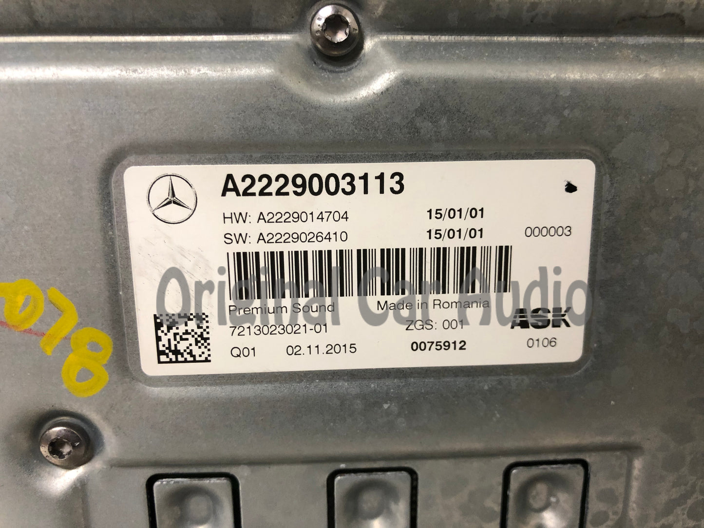 2016 - 2018 Mercedes Benz C-Class W205 OEM ASK Burmester Premium Audio Amplifier