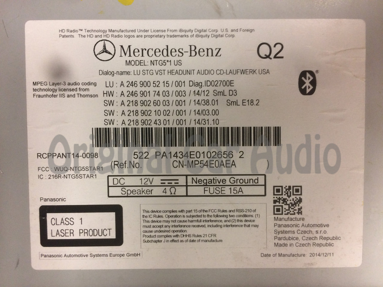 2014 - 2016 Mercedes-Benz CLA 250 OEM AM FM SD Single CD Navigation Radio Receiver