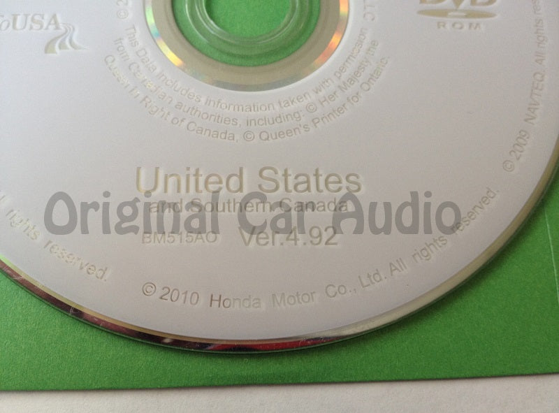Acura Honda Satellite Navigation System GPS DVD Drive Disc BM515AO Ver. 4.92