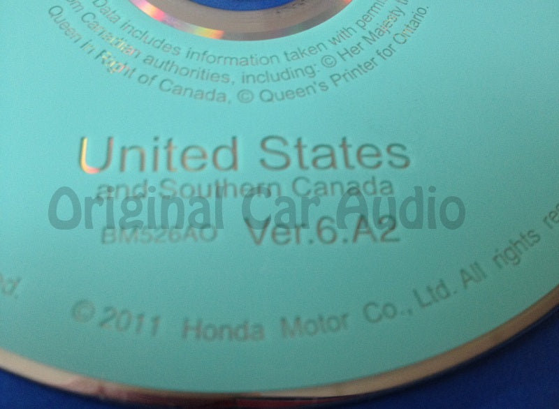 Acura Honda Satellite Navigation System GPS DVD Drive Disc BM526AO Ver. 6.A2