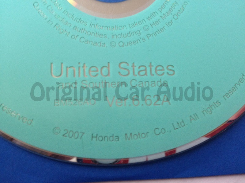 Acura Honda Satellite Navigation System GPS DVD Drive Disc BM526AO Ver. 6.62A