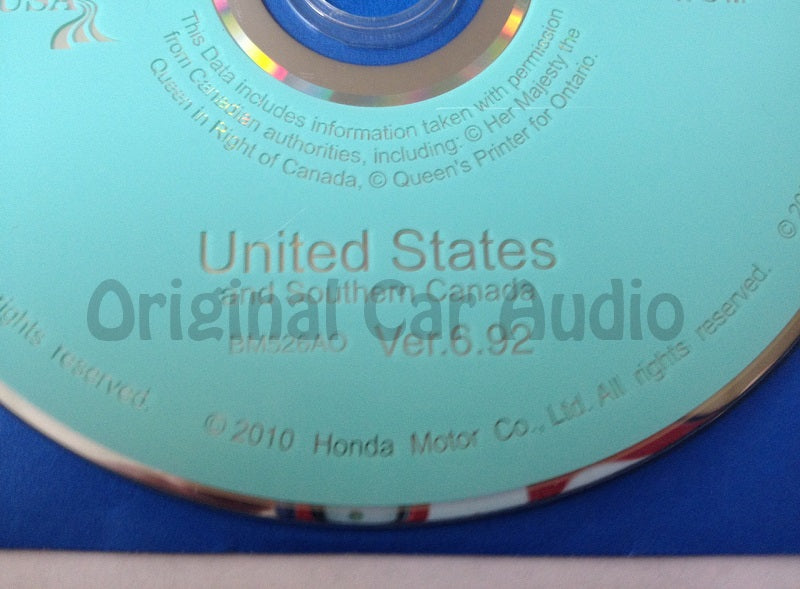 Acura Honda Satellite Navigation System GPS DVD Drive Disc BM526AO Ver. 6.92