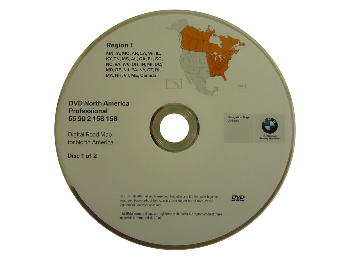 BMW Navigation Map Disc Version 2010 Region 1 65 90 2 158 158