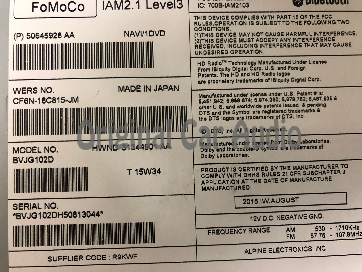 2012 - 2016 Land Rover Evoque Discovery LR4 OEM Single CD AM FM Radio Navigation Media Receiver