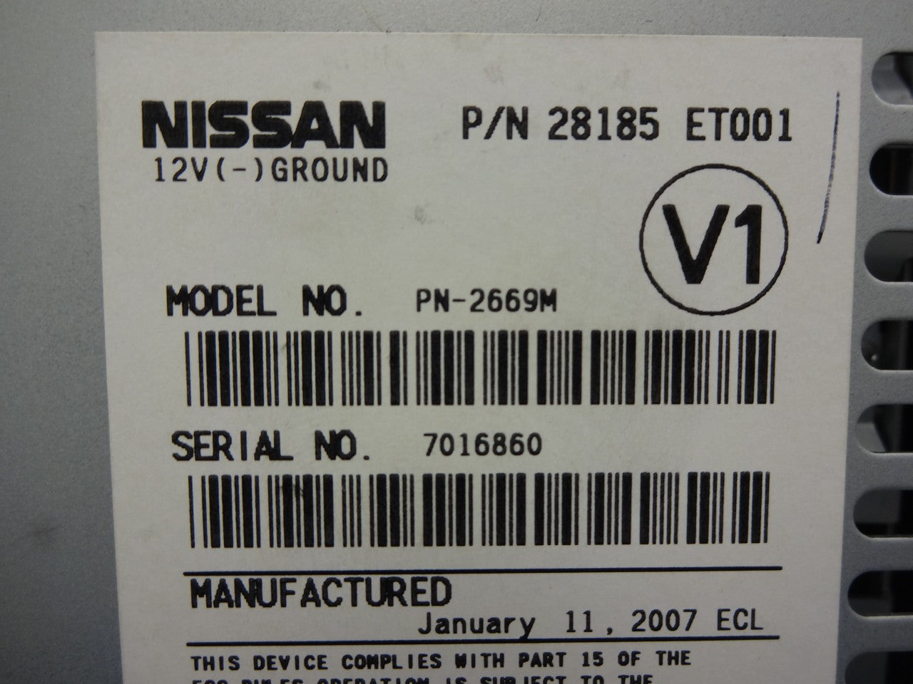 2007 07 NISSAN Sentra Radio Stereo Receiver CD Player Satellite XM SIRIUS AUX