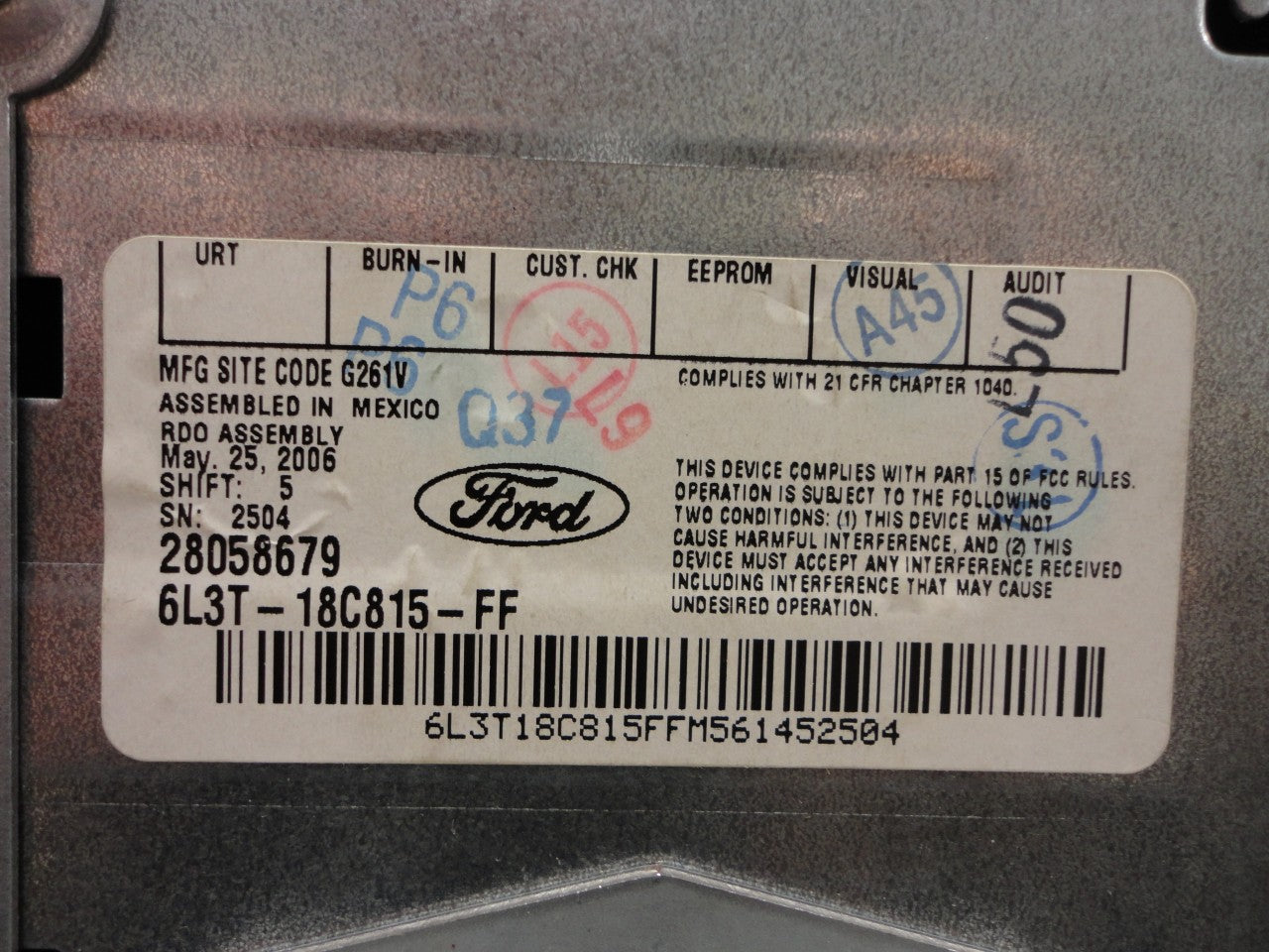Re-manufactured 2005 - 2007 Ford F-150 Freestyle Mustang AM FM Radio MP3 6 Disc CD Changer