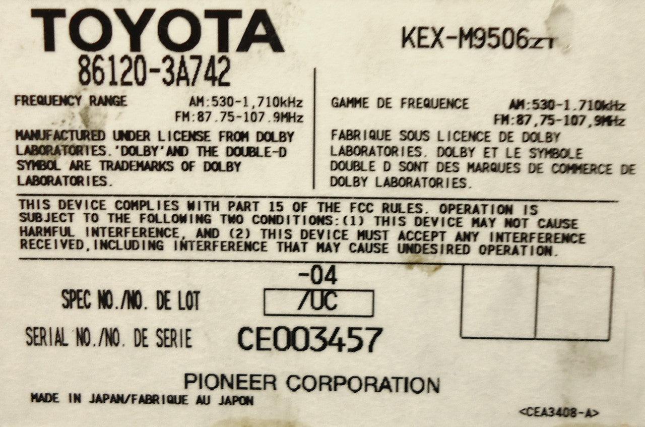 LEXUS GS300 GS430 Mark Levinson Radio Stereo Tape Cassette Player OEM 2003 2004 2005 P1743 86120-3A742