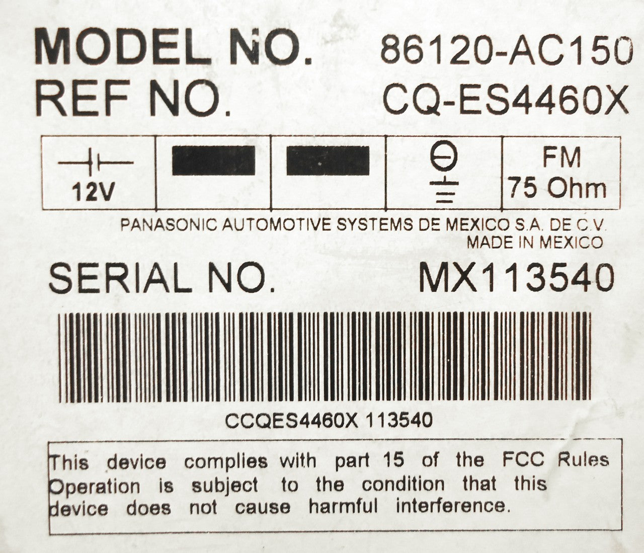 TOYOTA Avalon JBL Radio Stereo 6 Disc Changer CD Player A51819 OEM 2005 2006 2007 2008 2009 2010 2011 ToA51819NFU
