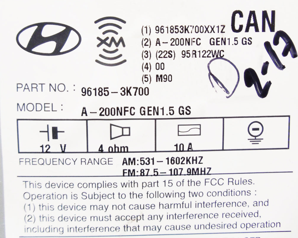 2009 - 2010 HYUNDAI Sonata OEM XM MP3 Radio CD Player Receiver