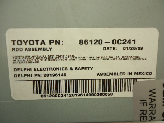 TOYOTA Sequoia Radio Stereo MP3 CD Player AD1805 AUX 2008 2009 2010