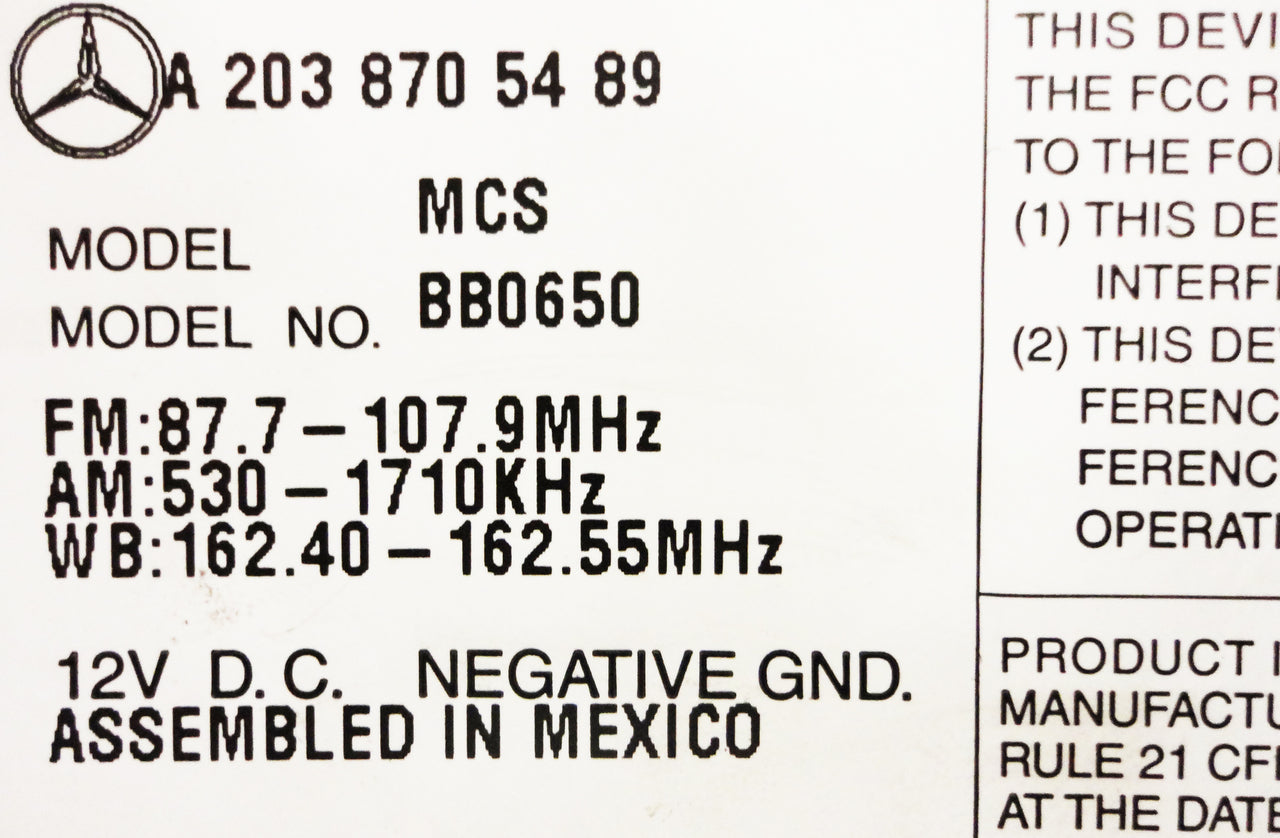 2005 - 2009 Mercedes-Benz CLK Class OEM Command Non-Navigation Radio CD Player Display 203 Type