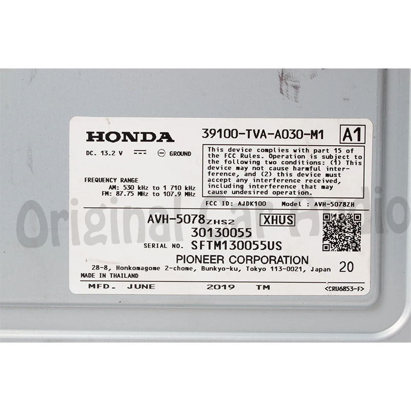 2018-2020 Honda Accord AM FM Radio Receiver Multimedia MP3 OEM 39100-TVA-A030