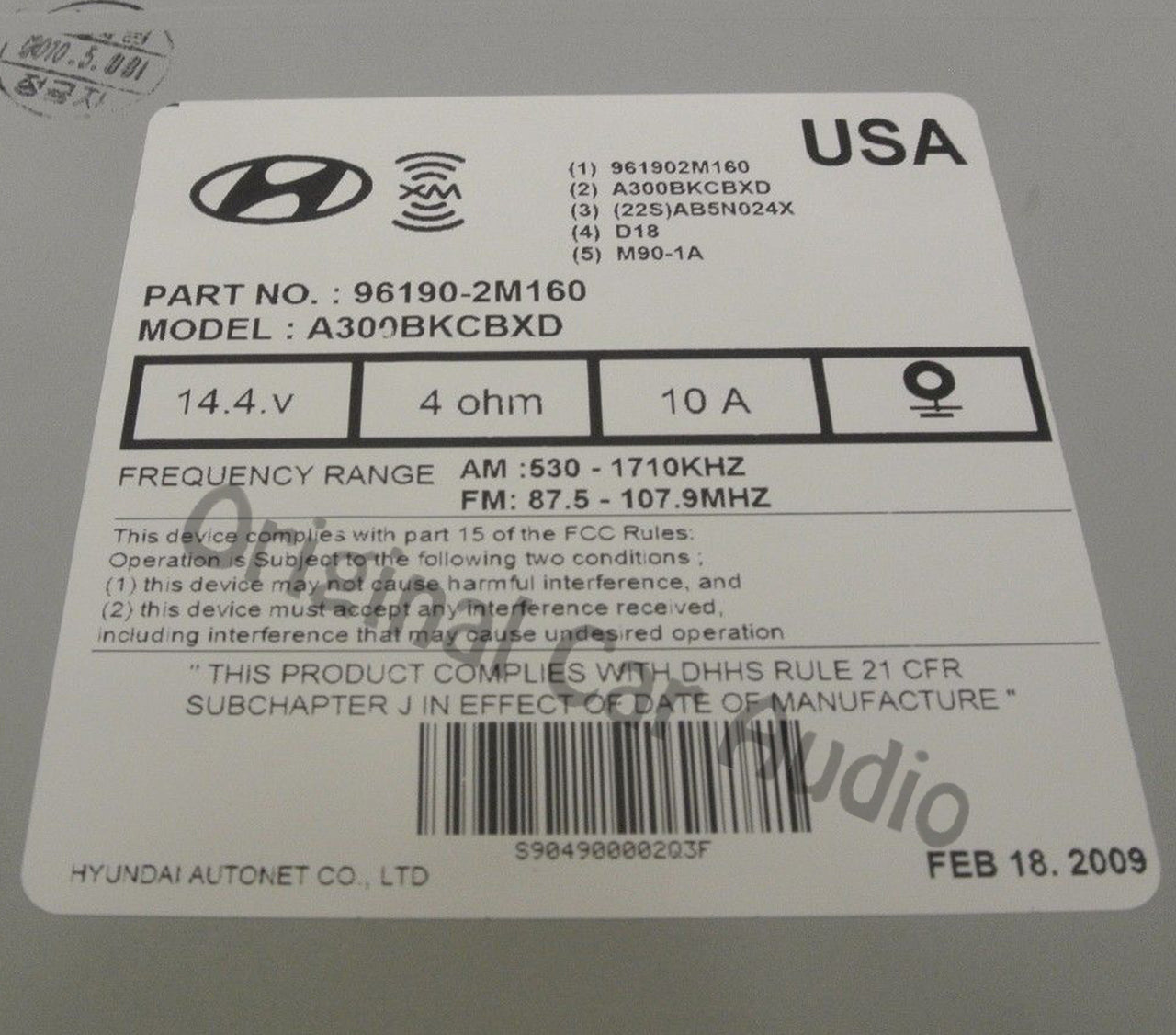 Hyundai Genesis OEM Satellite Radio 6 Disc CD Player Stereo