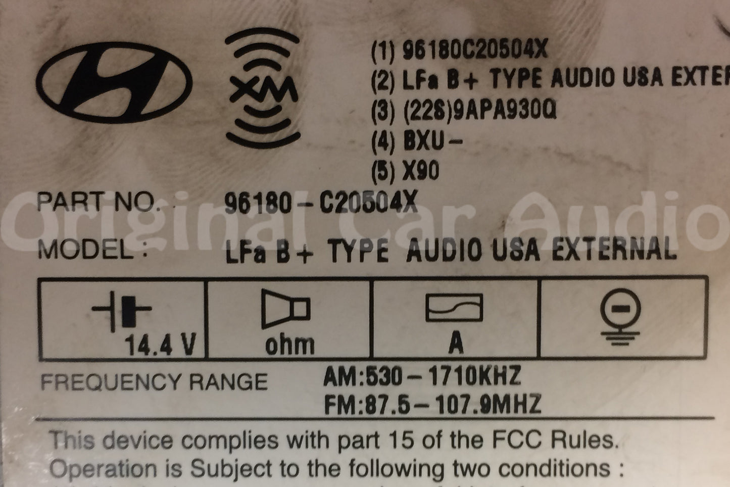 2015 - 2017 Hyundai Sonata OEM AM FM Bluetooth MP3 CD XM Radio Media Player Receiver