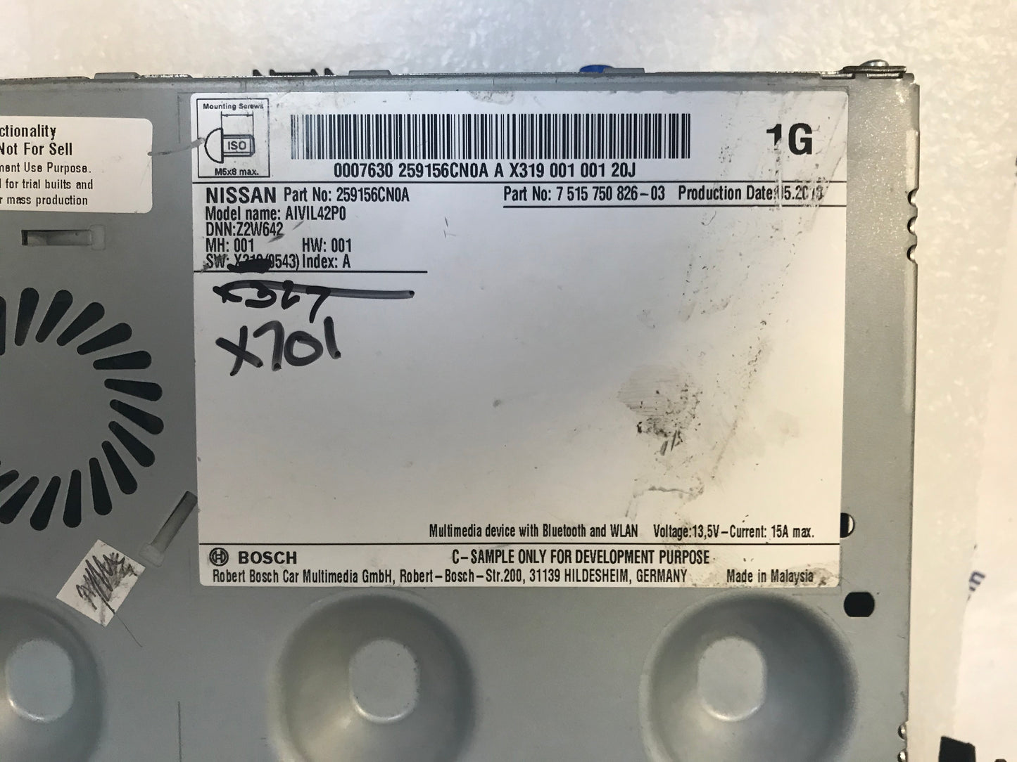 2018 Nissan Altima OEM Navigation AM FM Bluetooth USB Radio Receiver